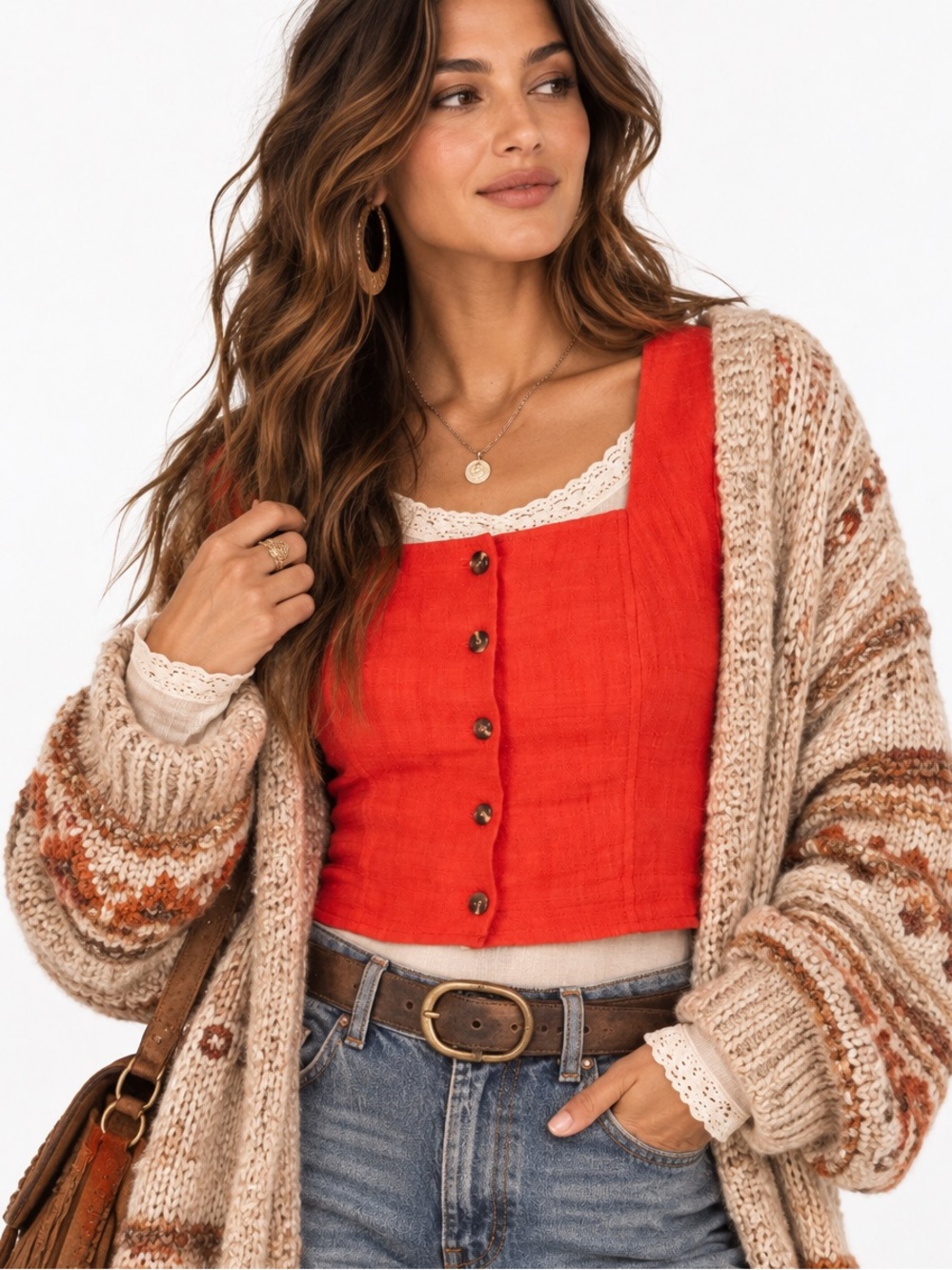 Love, Whit by Whitney Port Red Smocked Top